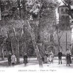 Place de l’église Sauvian autrefois